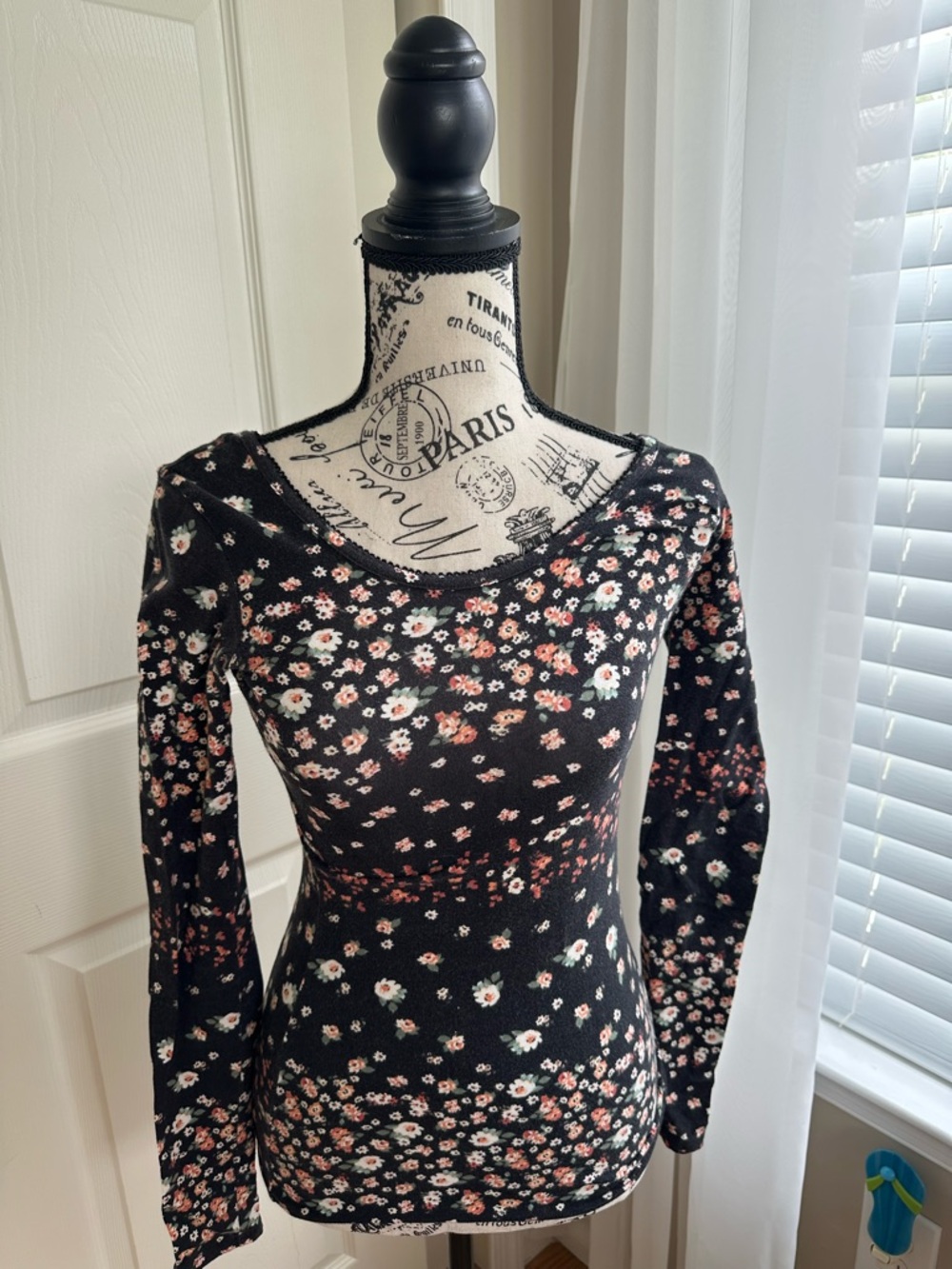 Flower Print Black Long Sleeve